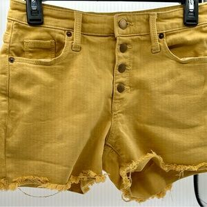 Universal Thread Mustard Yellow Midi High Rise ButtonFly Shorts Womens 2/26